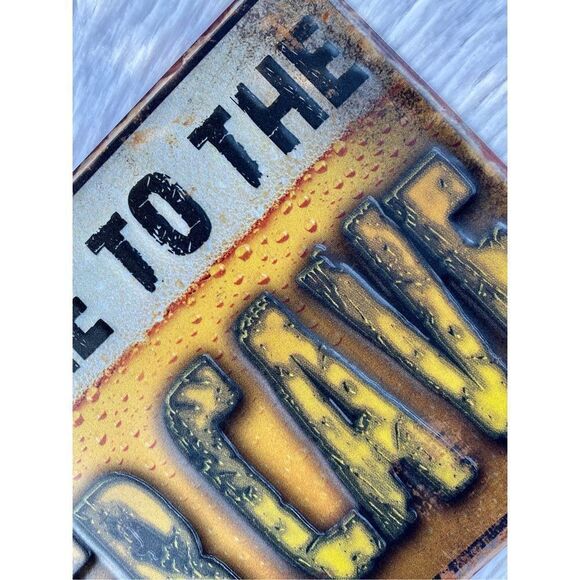 NWT NEW “WELCOME TO THE BEER CAVE” Metal Tin Sign Plaque Rustic Iron Store - Picture 3 of 6